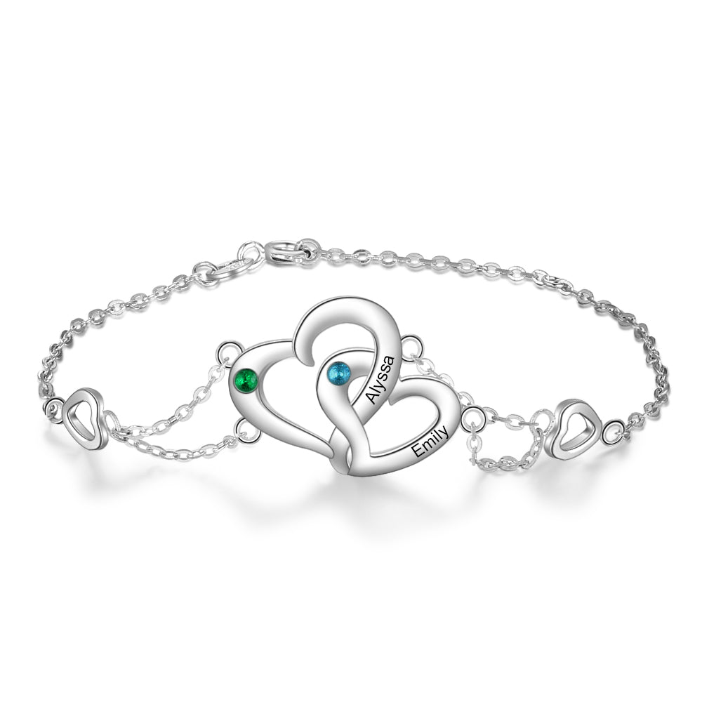 Entwined Hearts Birthstone Bracelet