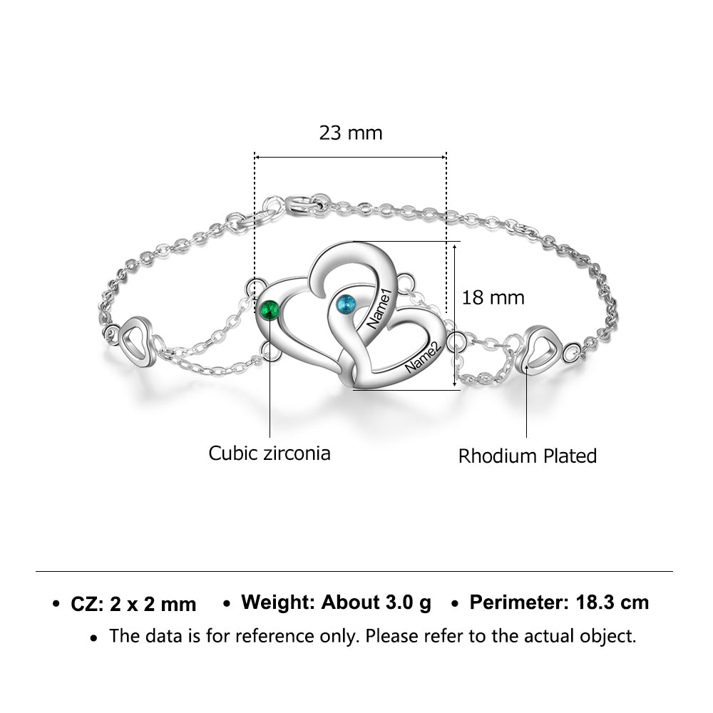 Entwined Hearts Birthstone Bracelet