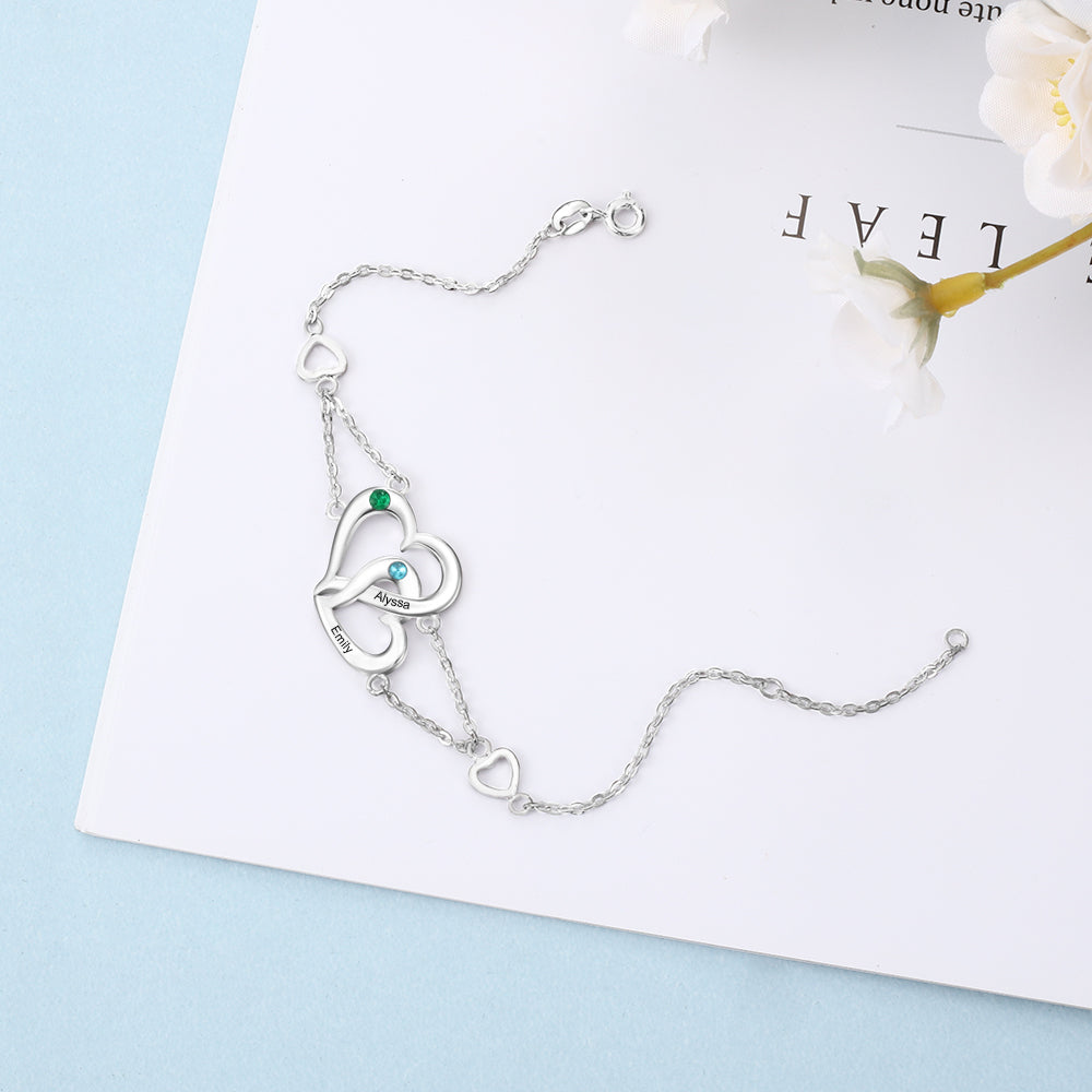 Entwined Hearts Birthstone Bracelet