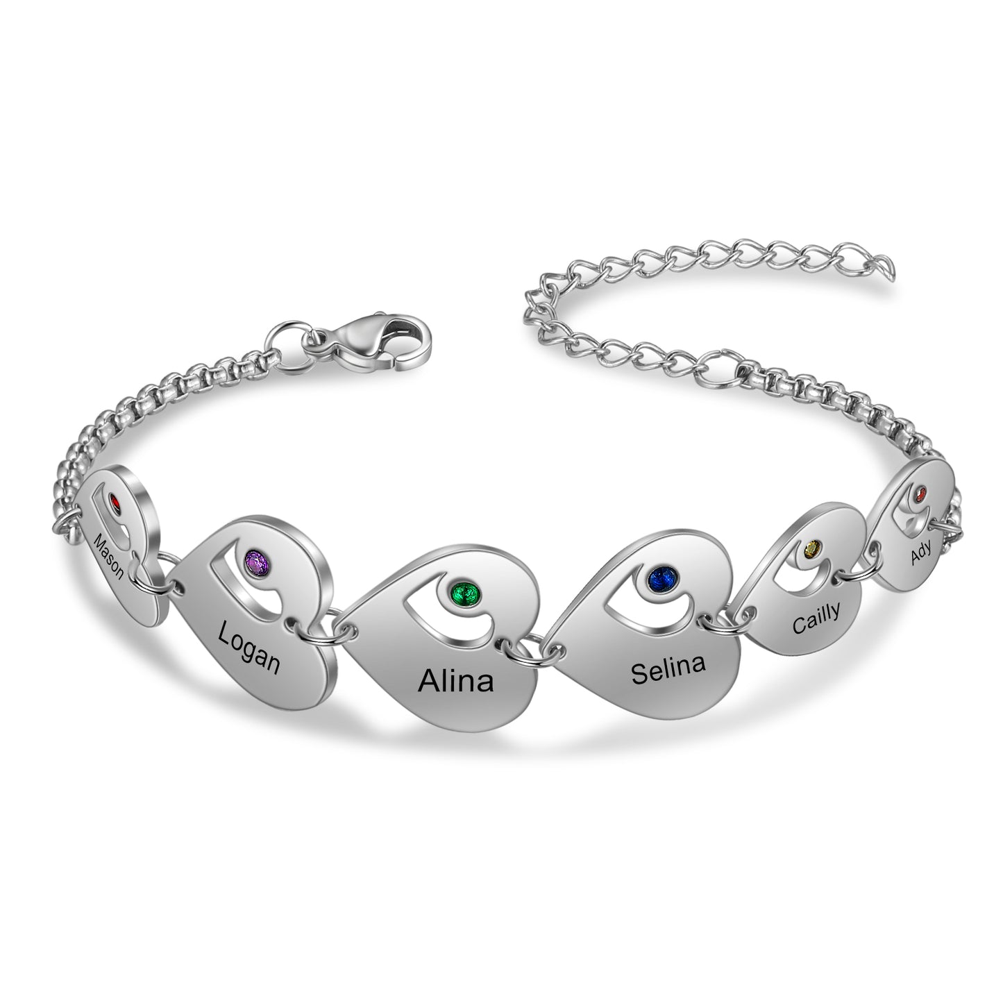 Heart of Family Birthstone Bracelet