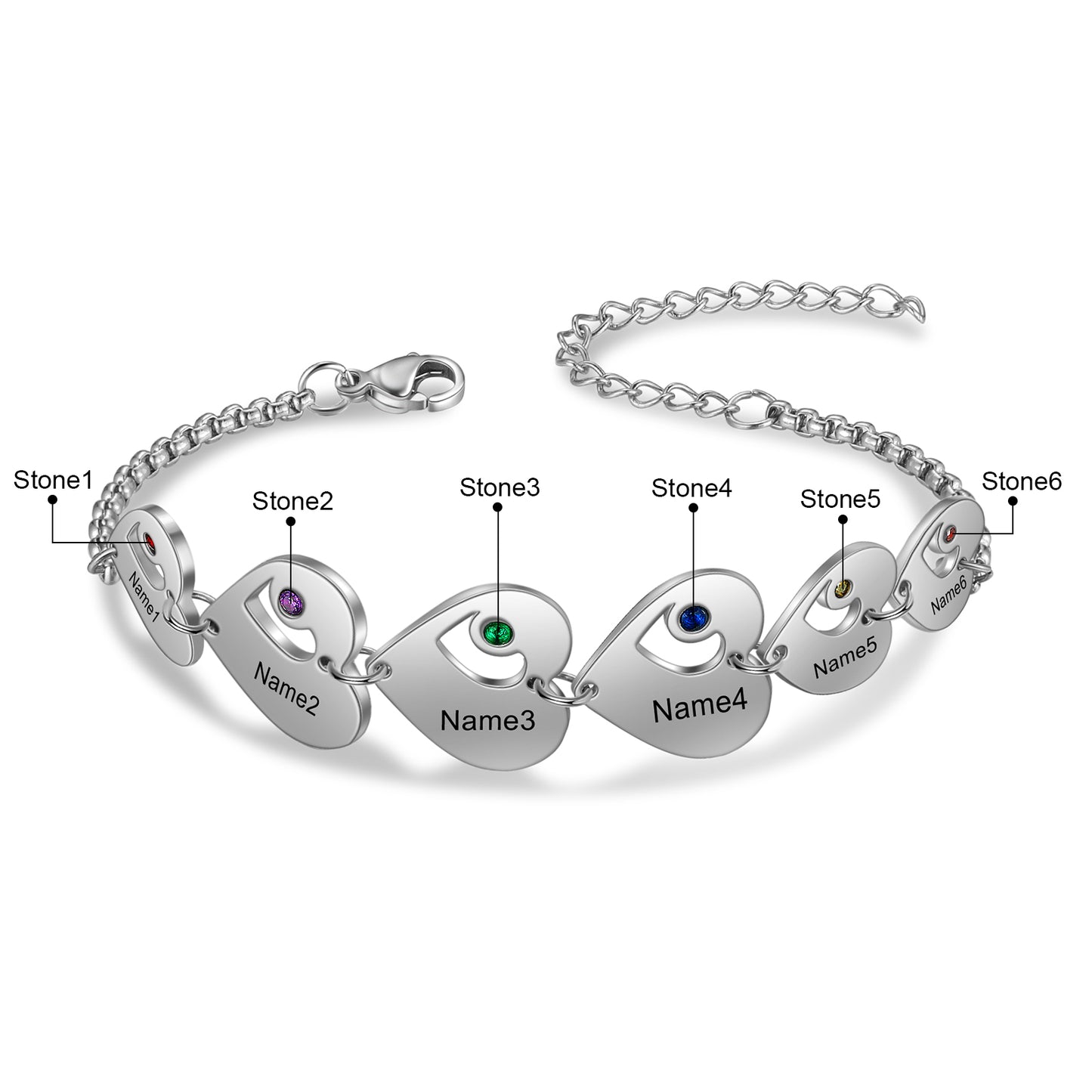 Heart of Family Birthstone Bracelet