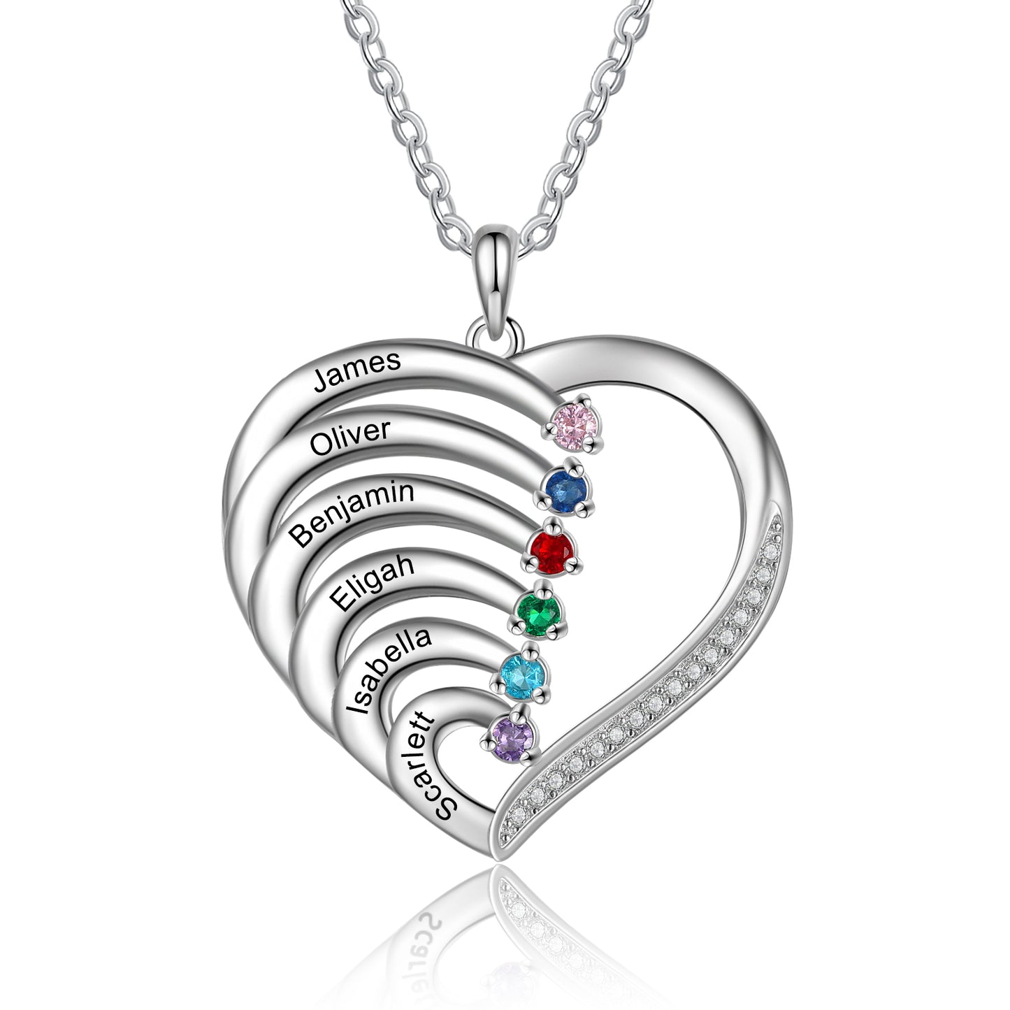 Heart of Family Birthstone Necklace