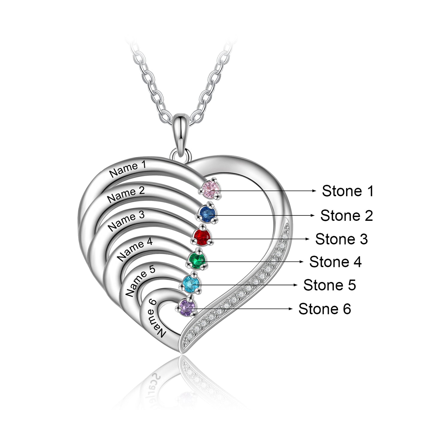 Heart of Family Birthstone Necklace