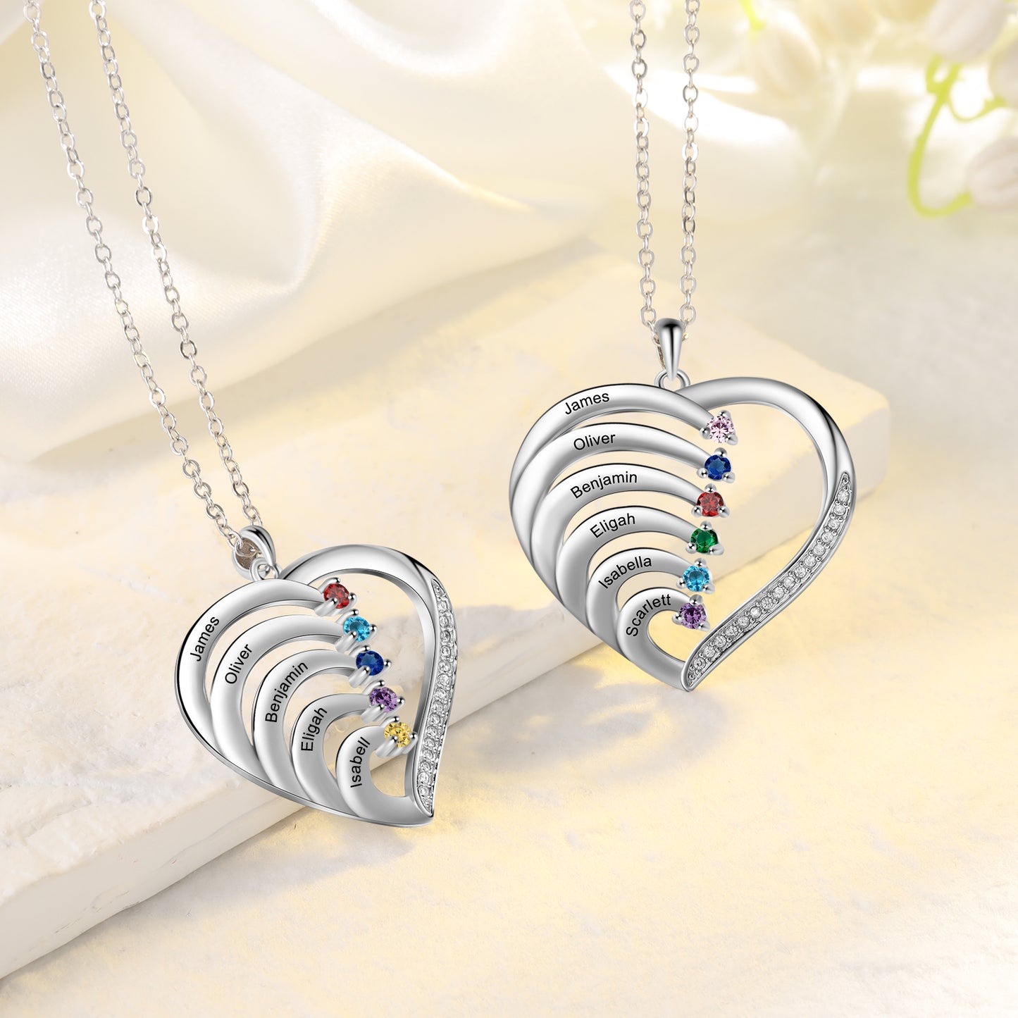 Heart of Family Birthstone Necklace