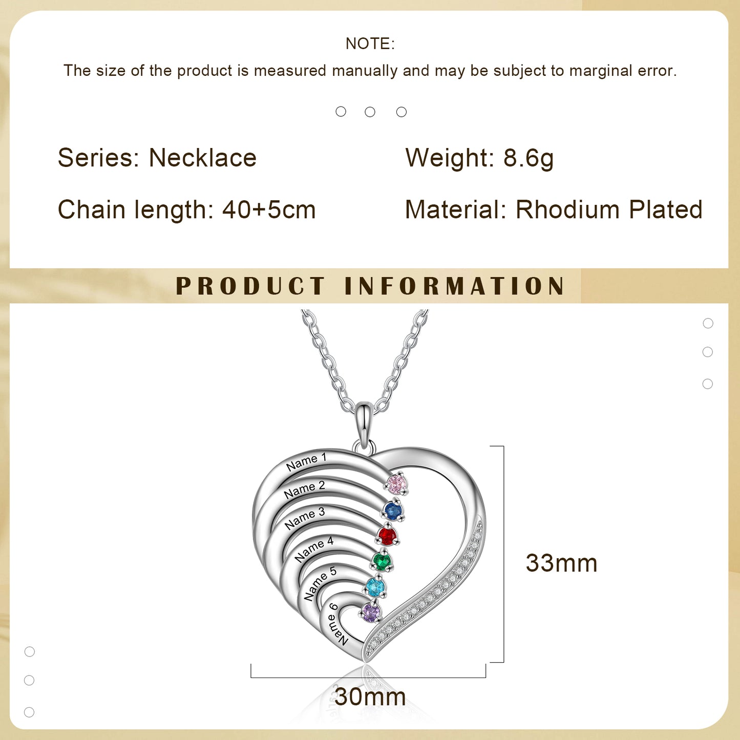 Heart of Family Birthstone Necklace