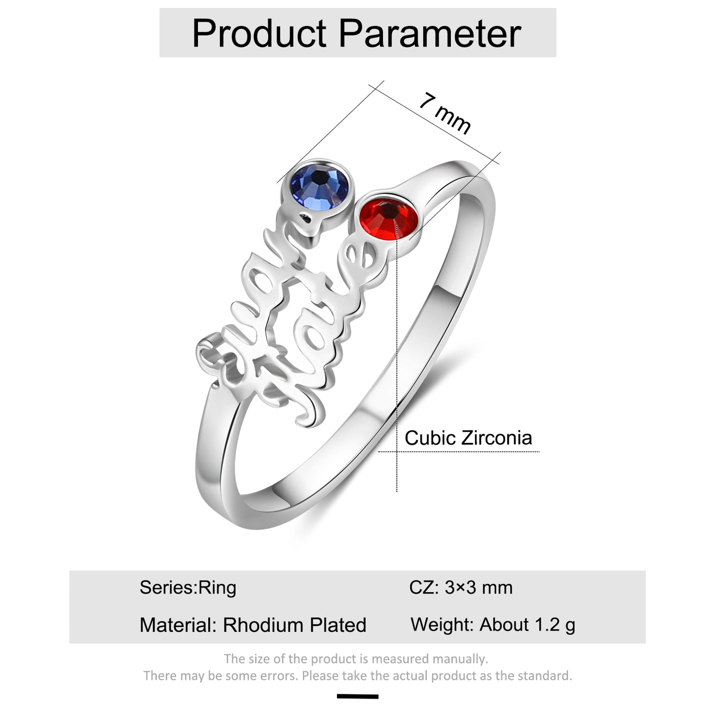 Double Name Birthstone Ring