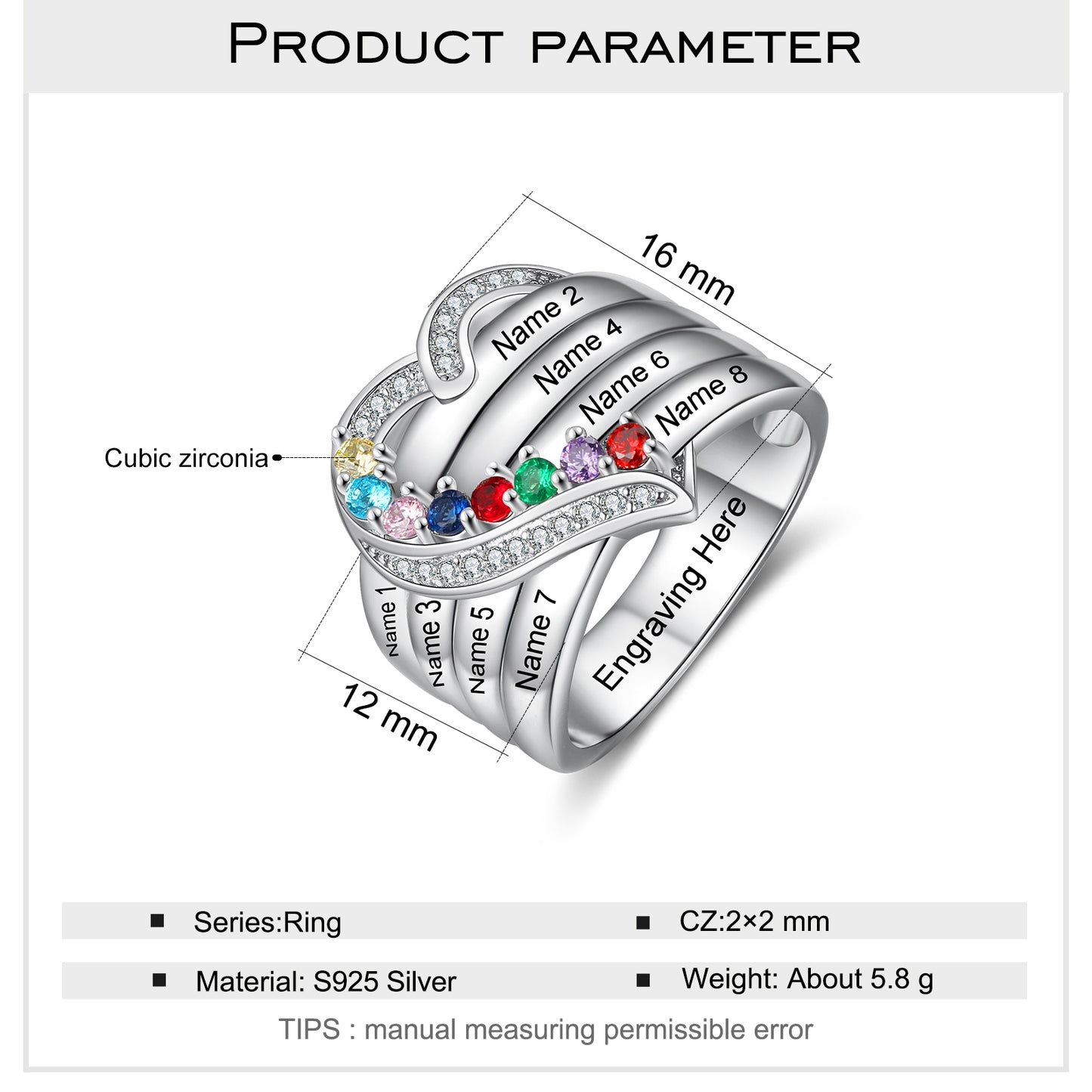 Family Tree Love Birthstone Ring