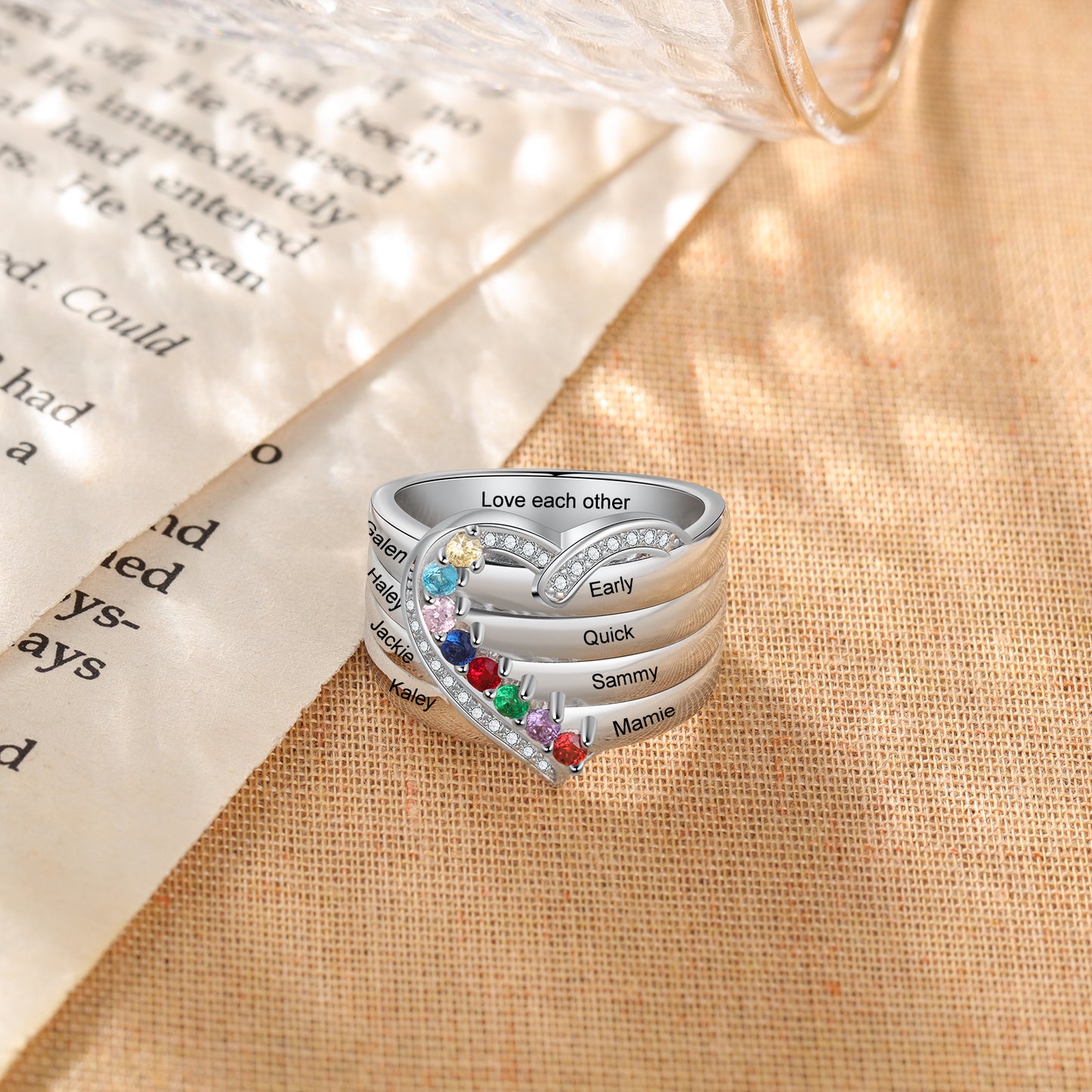 Family Tree Love Birthstone Ring