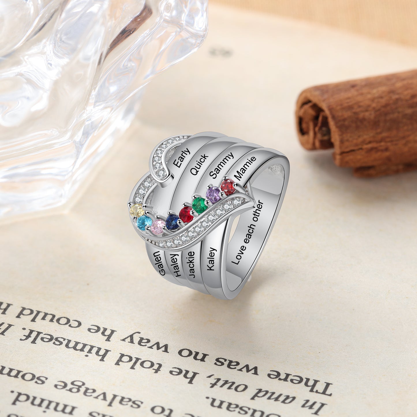 Family Tree Love Birthstone Ring