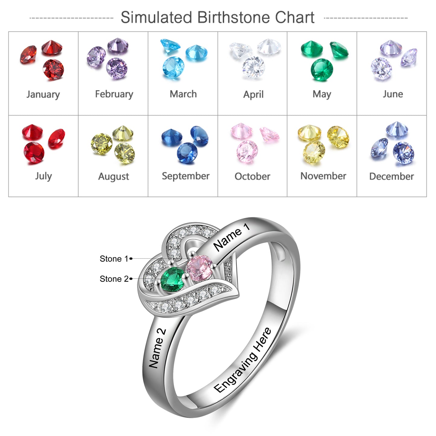 Family Tree Love Birthstone Ring