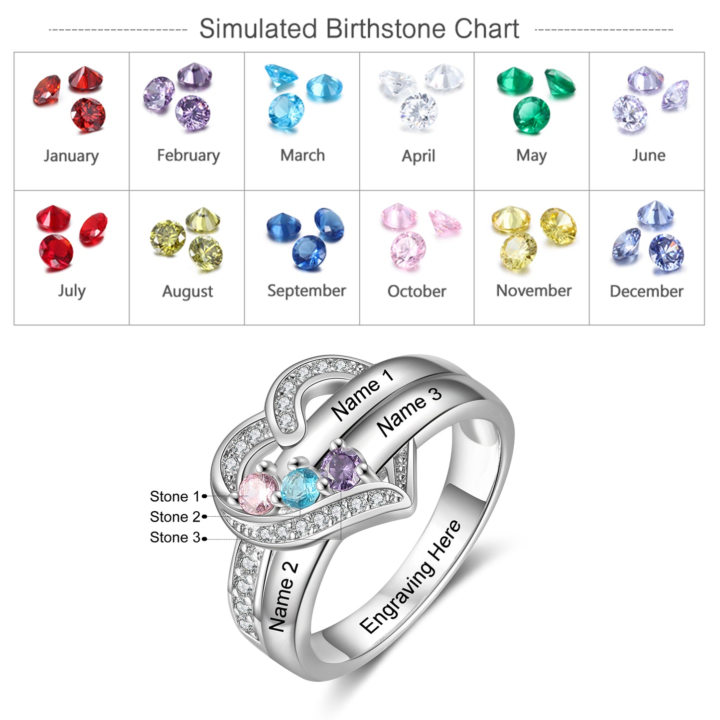 Family Tree Love Birthstone Ring