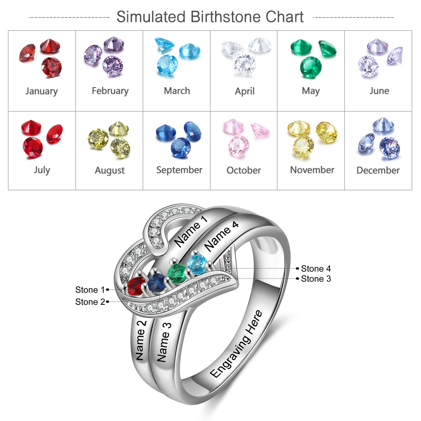 Family Tree Love Birthstone Ring