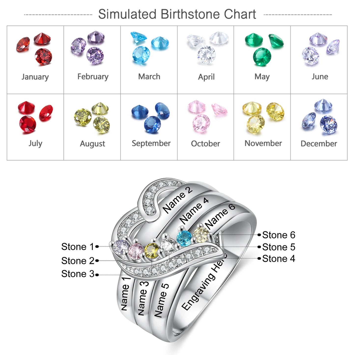 Family Tree Love Birthstone Ring