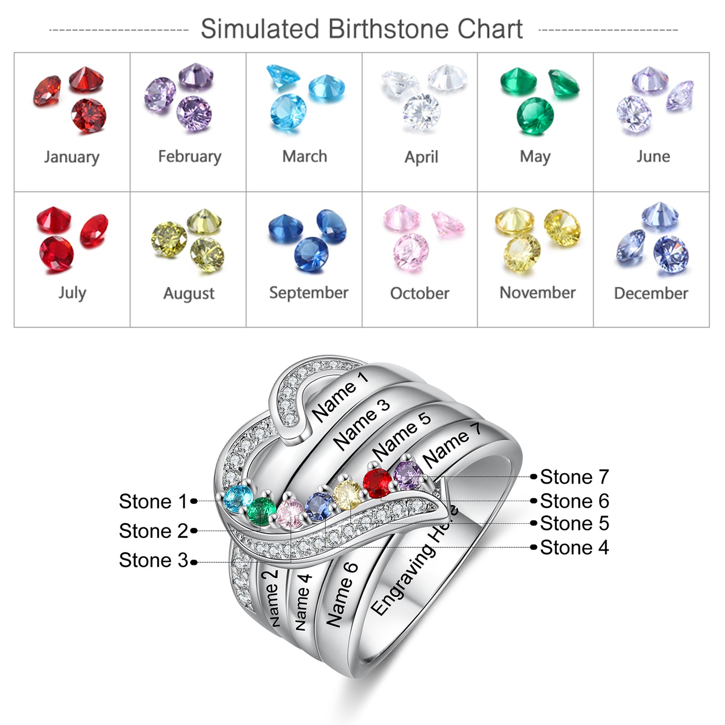 Family Tree Love Birthstone Ring