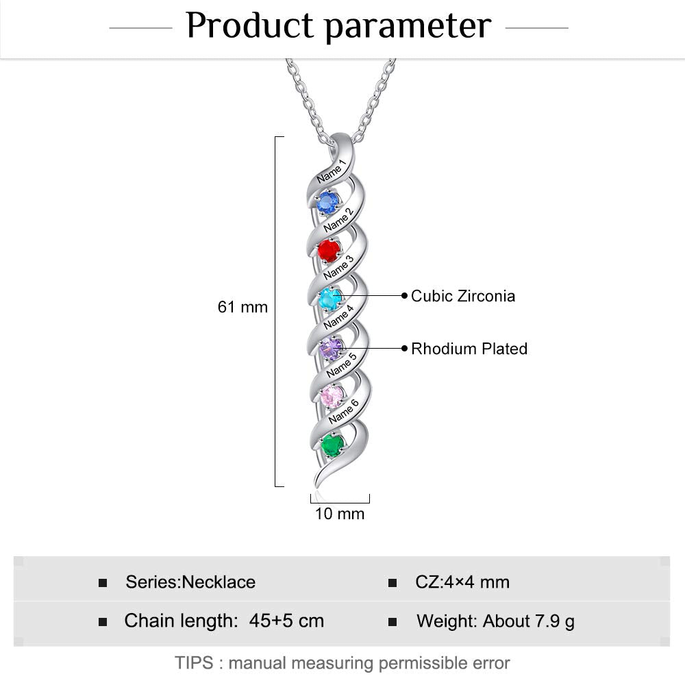 Custom 1 to 10 Birthstone Necklace