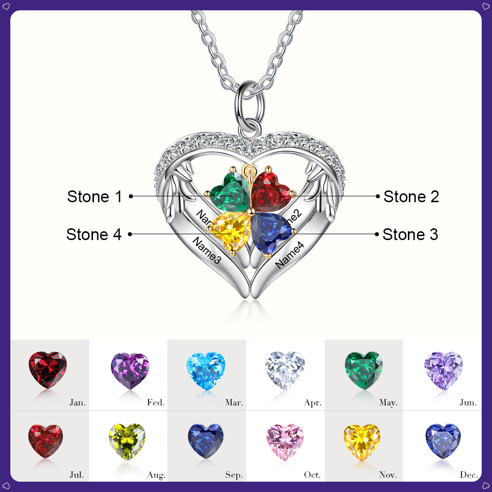 Heart of Angel Birthstone Necklace