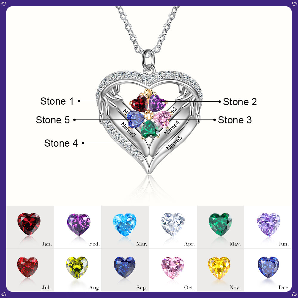 Heart of Angel Birthstone Necklace