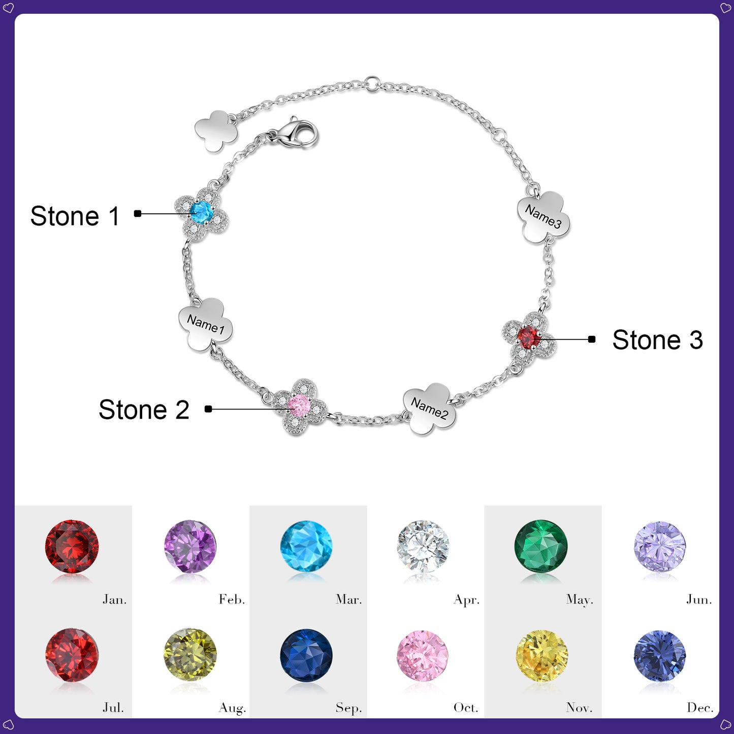 Blossoming Flower Birthstone Bracelet