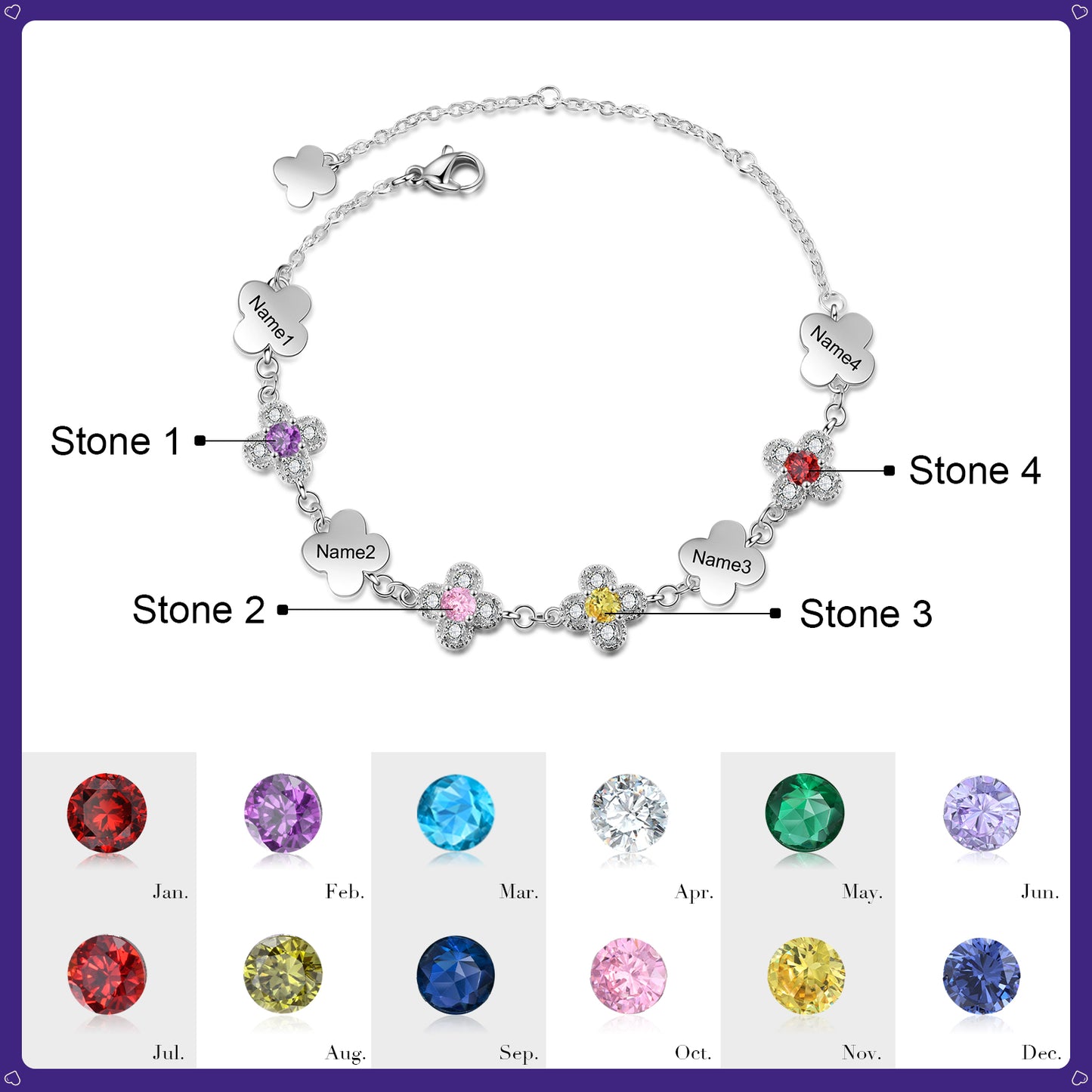 Blossoming Flower Birthstone Bracelet