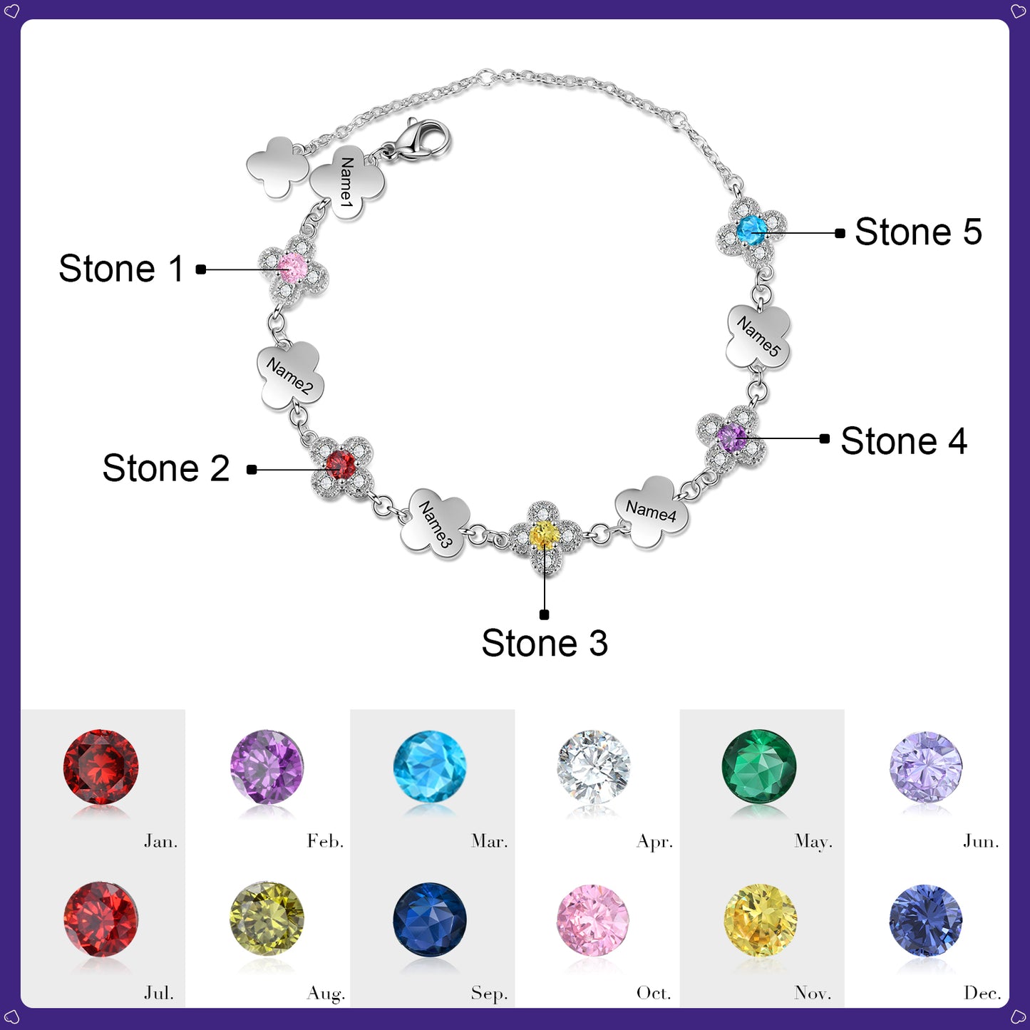 Blossoming Flower Birthstone Bracelet