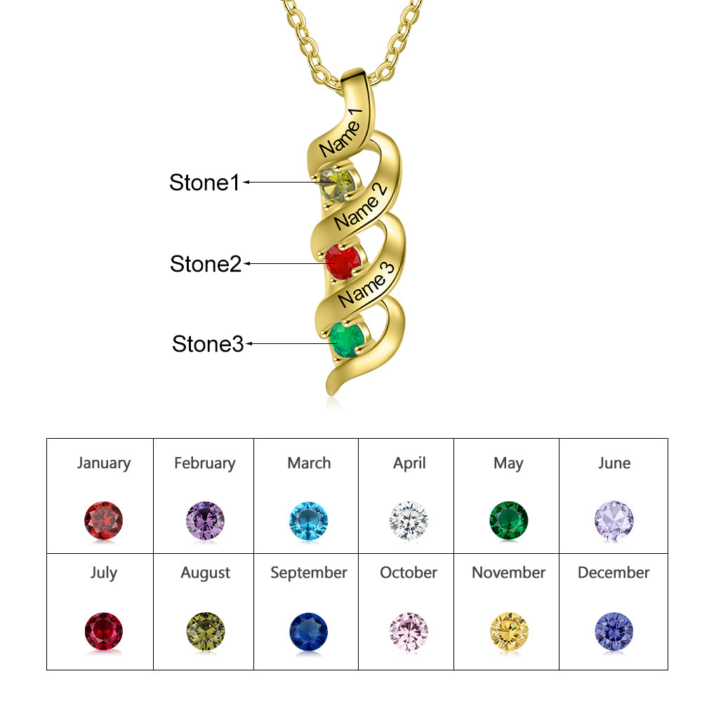 Custom 1 to 10 Birthstone Necklace