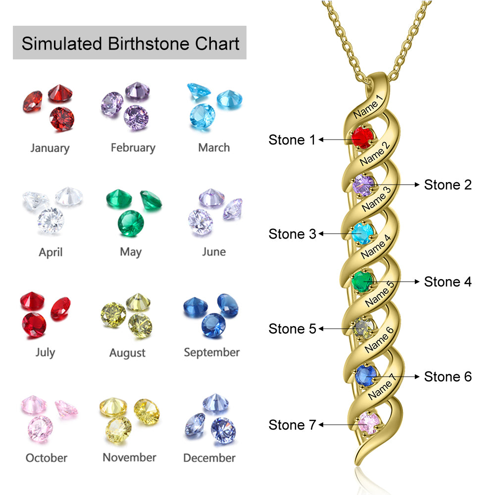 Custom 1 to 10 Birthstone Necklace