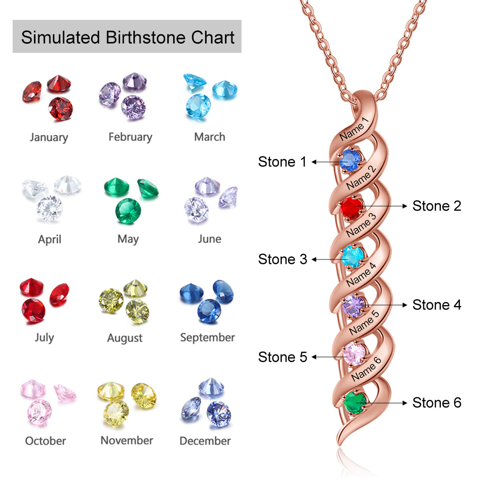 Custom 1 to 10 Birthstone Necklace