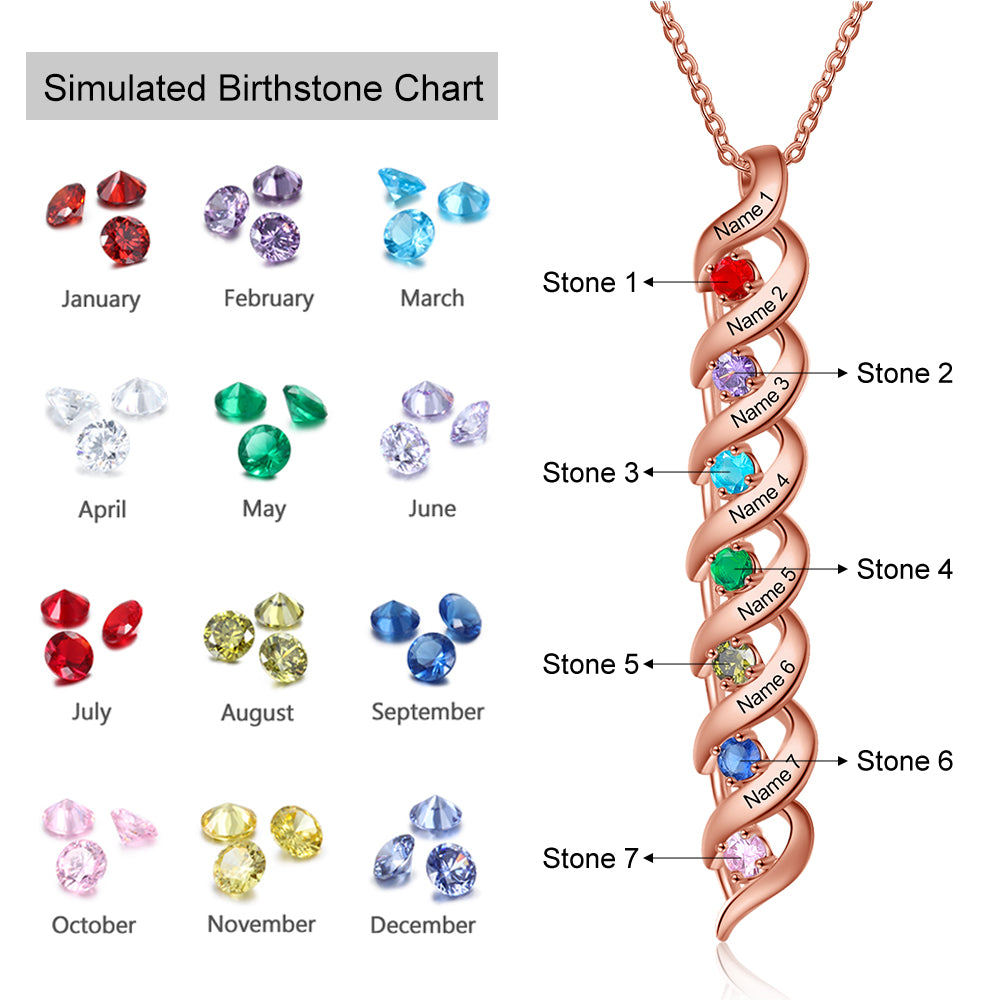 Custom 1 to 10 Birthstone Necklace