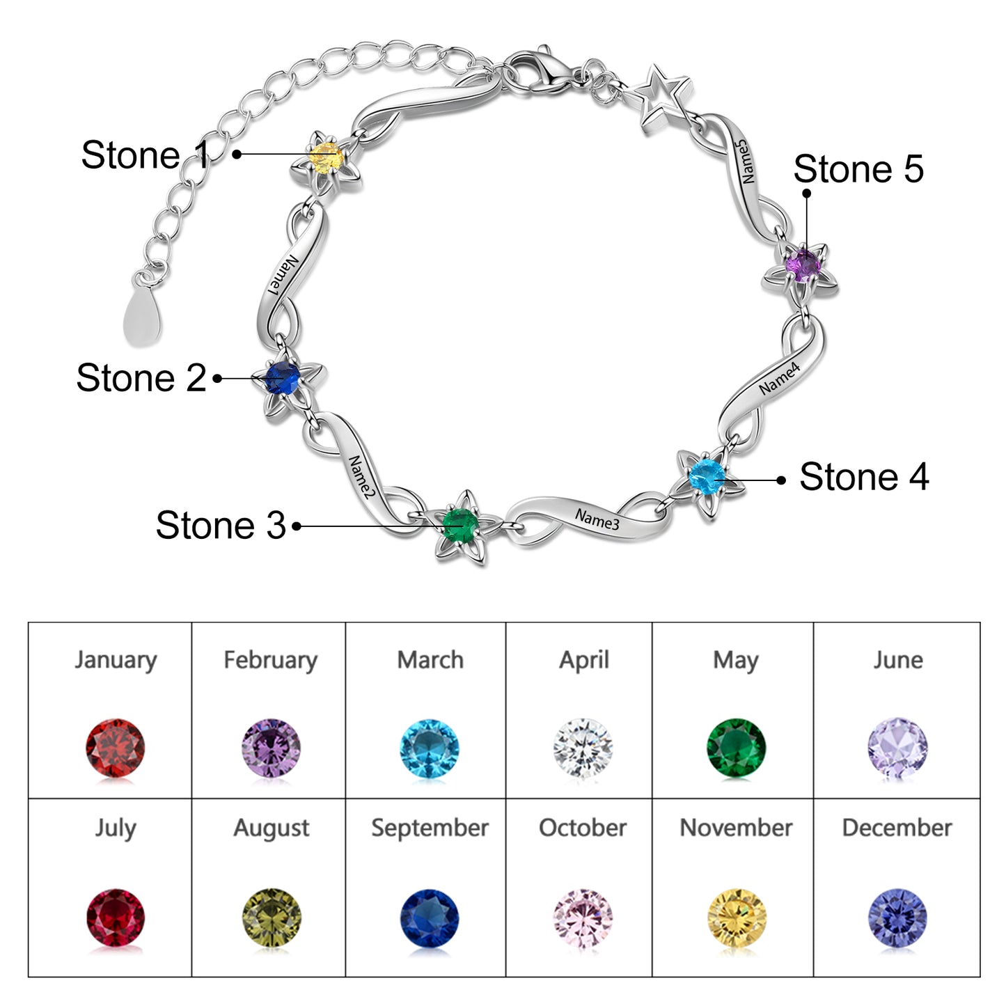 Starlight Infinity Birthstone Bracelet