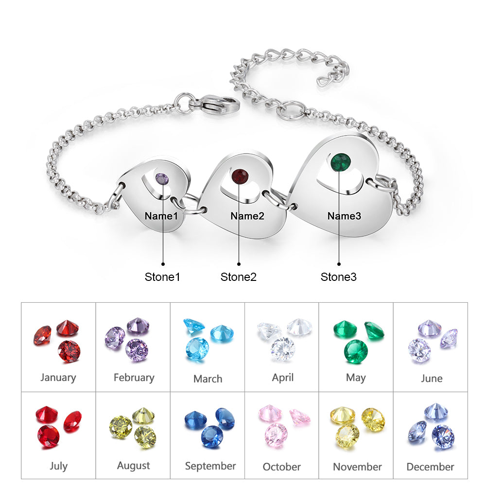 Heart of Family Birthstone Bracelet