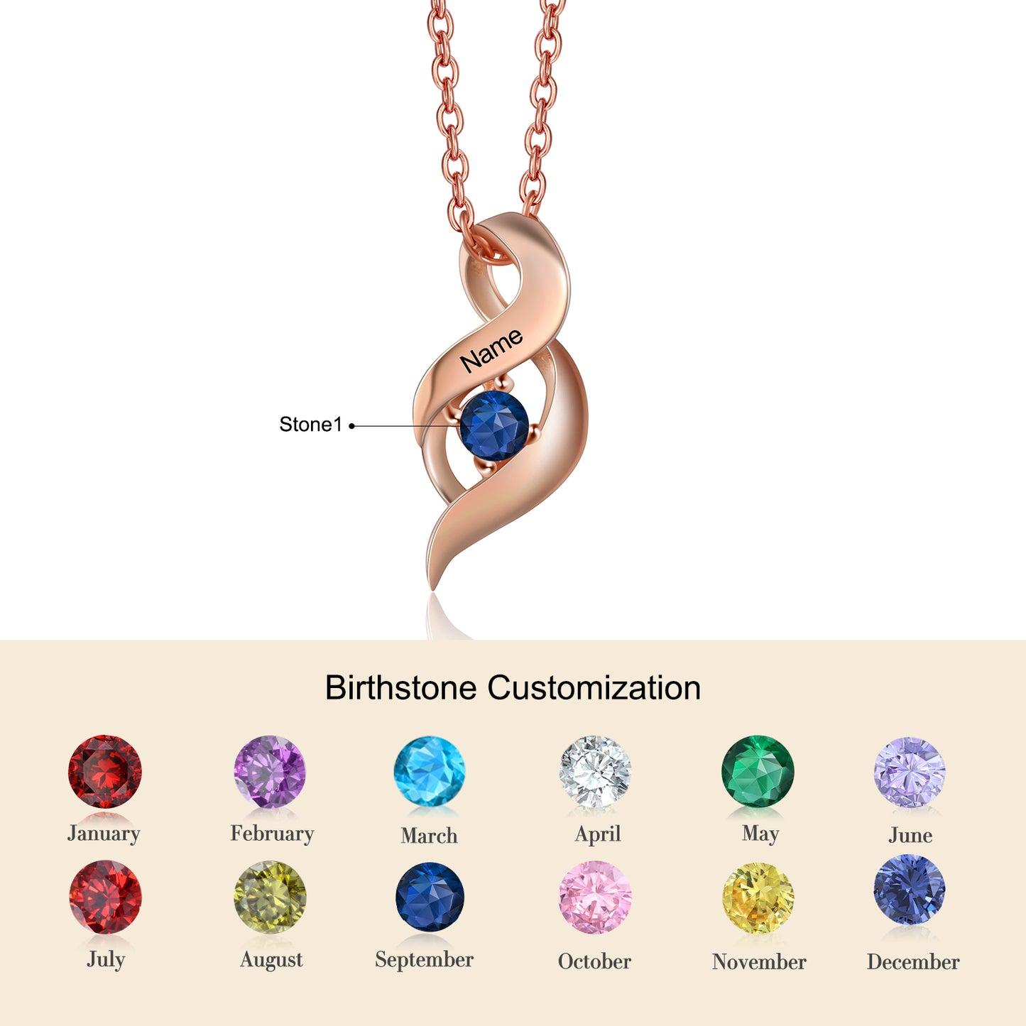Custom 1 to 10 Birthstone Necklace