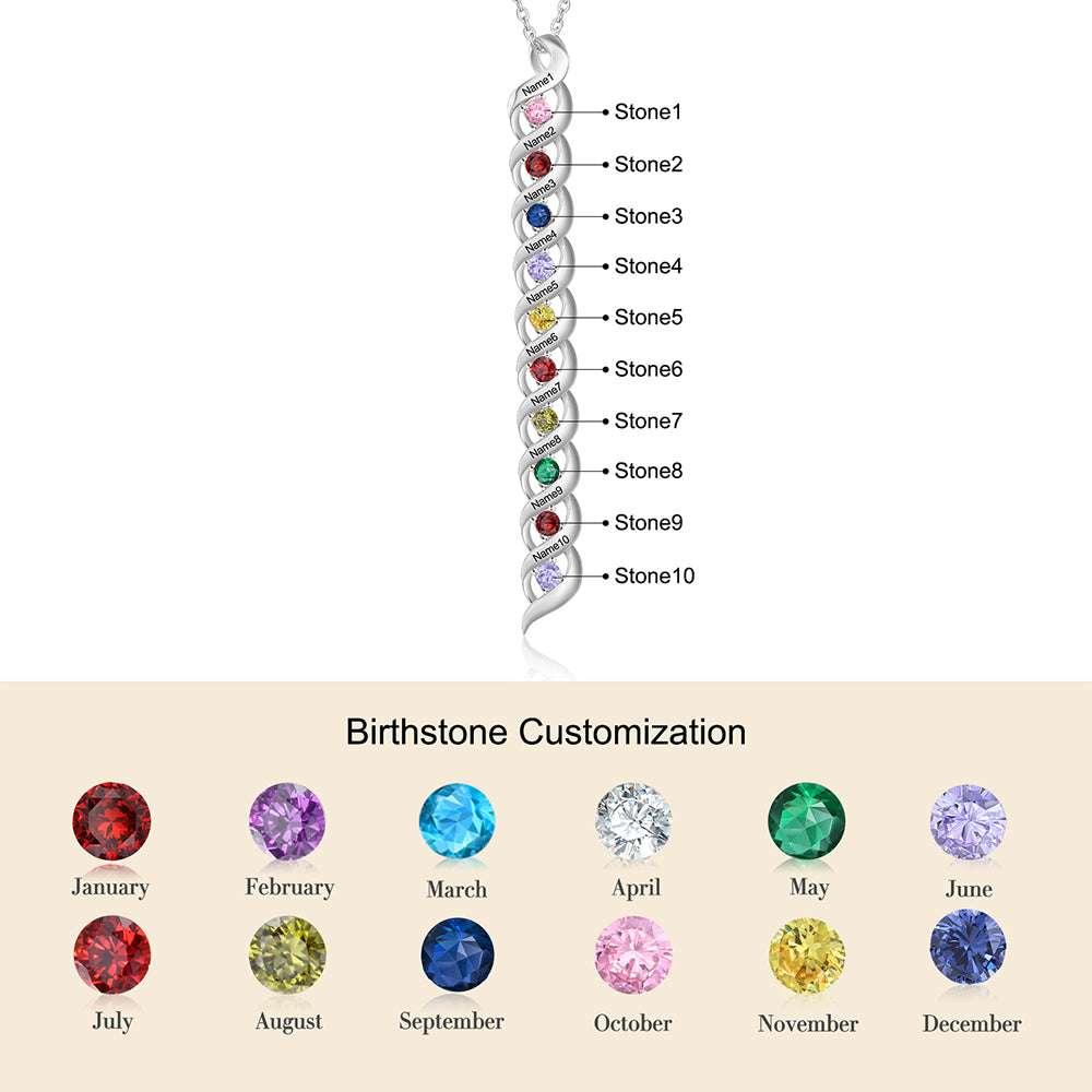 Custom 1 to 10 Birthstone Necklace