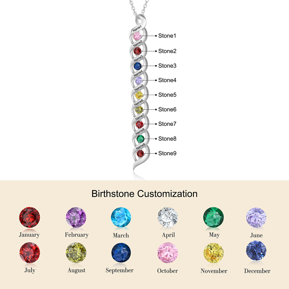 Custom 1 to 10 Birthstone Necklace