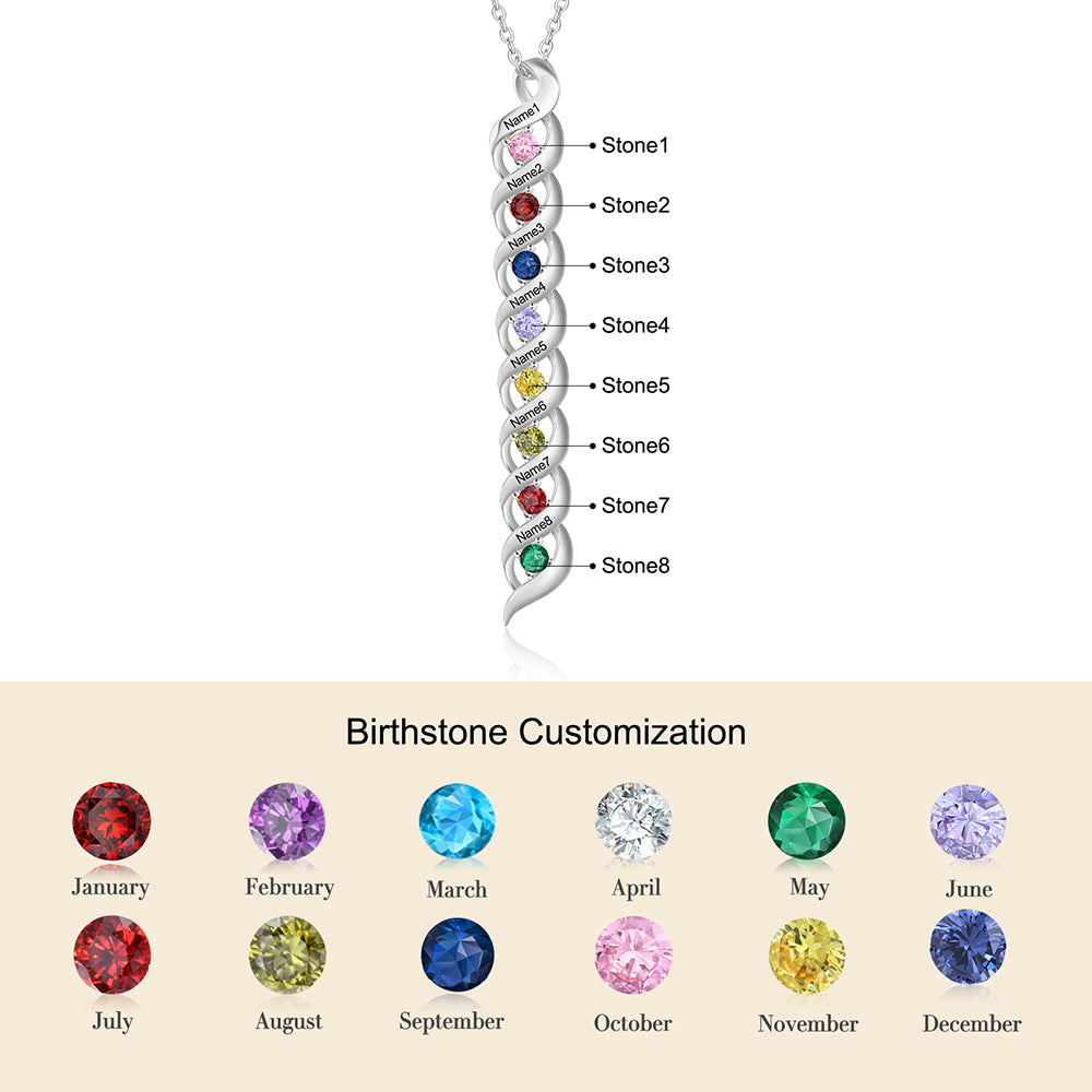 Custom 1 to 10 Birthstone Necklace
