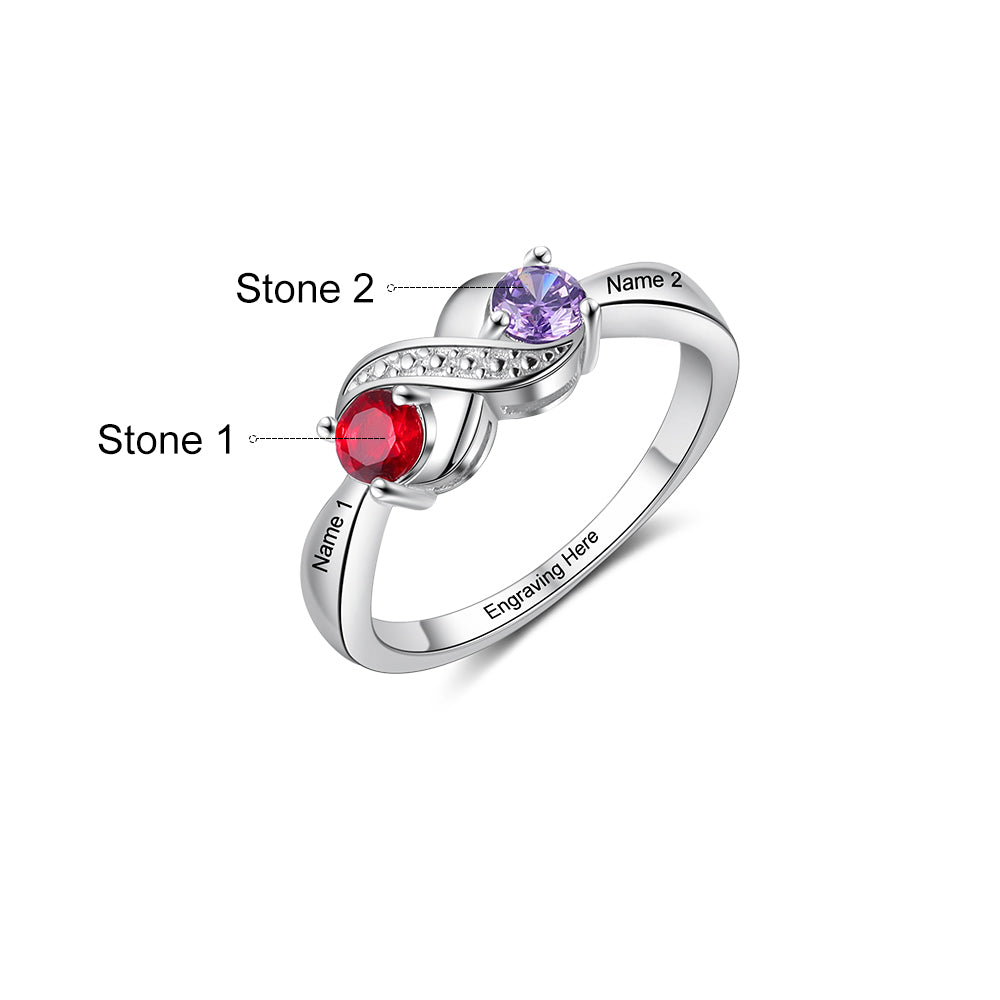 Infinity Double Birthstone Ring