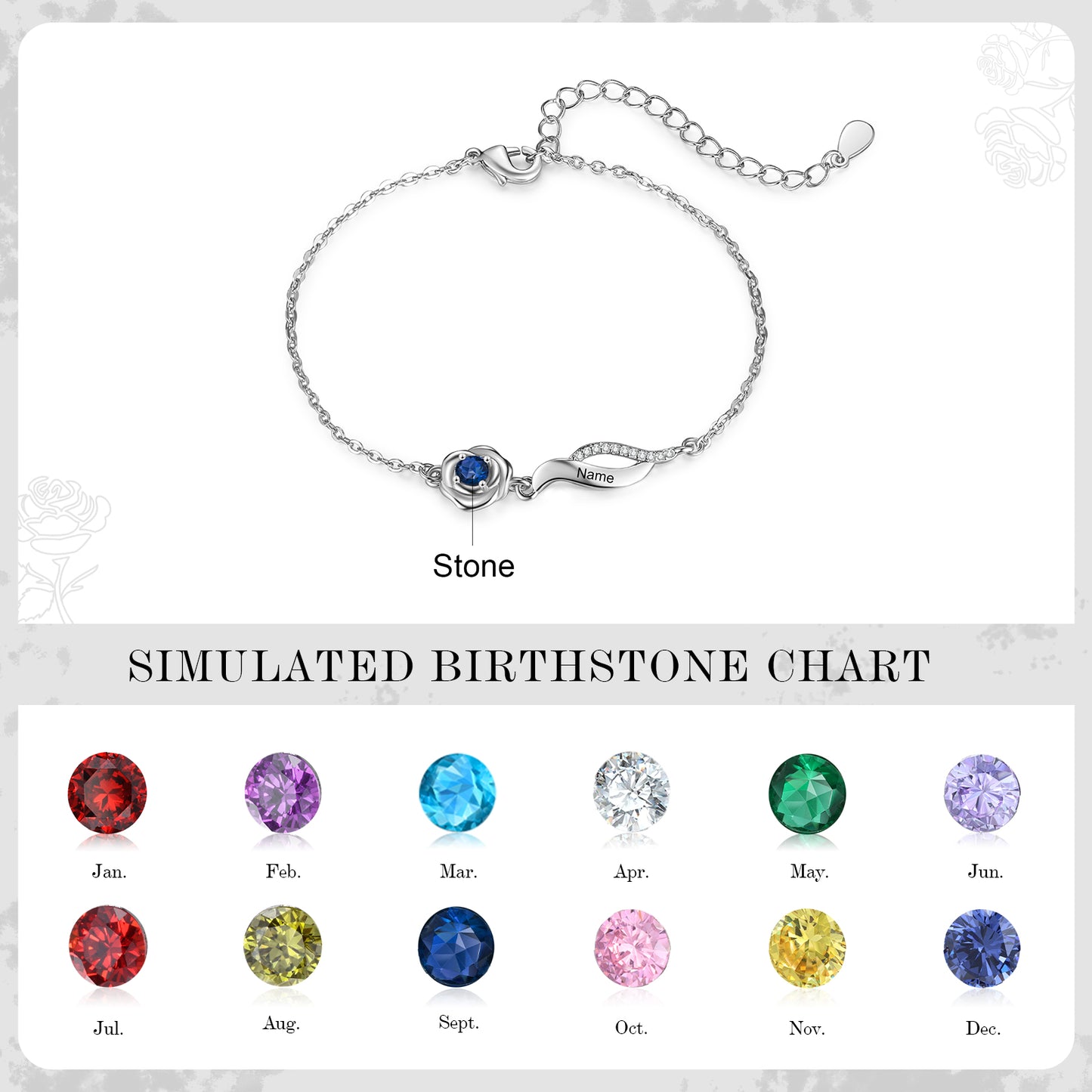 Enchanted Rose Birthstone Bracelet