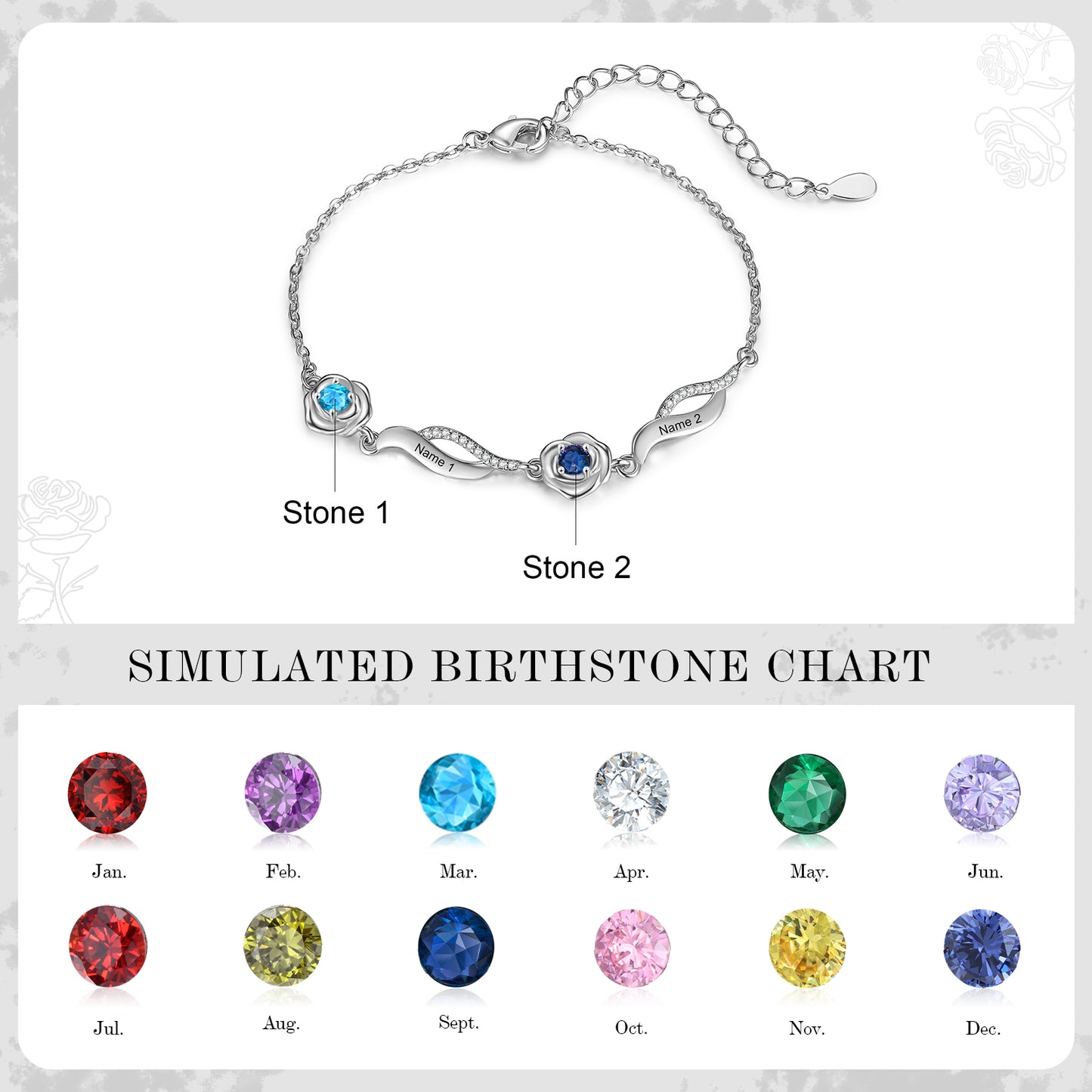 Enchanted Rose Birthstone Bracelet