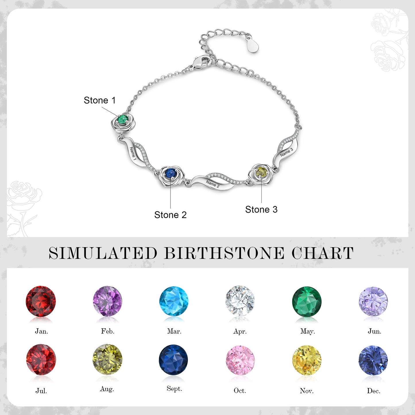 Enchanted Rose Birthstone Bracelet