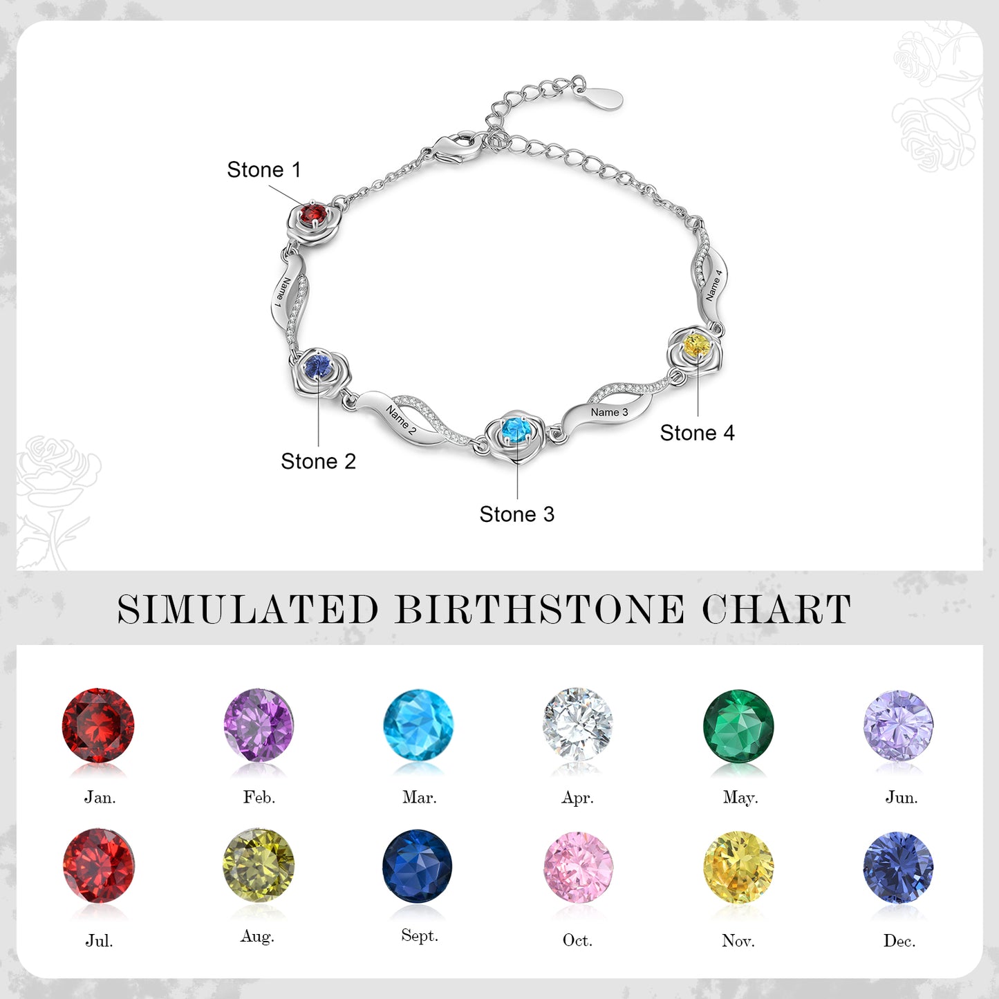 Enchanted Rose Birthstone Bracelet