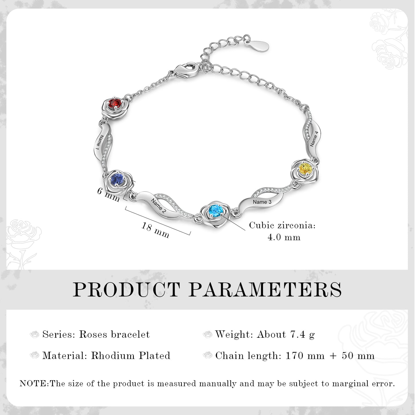 Enchanted Rose Birthstone Bracelet