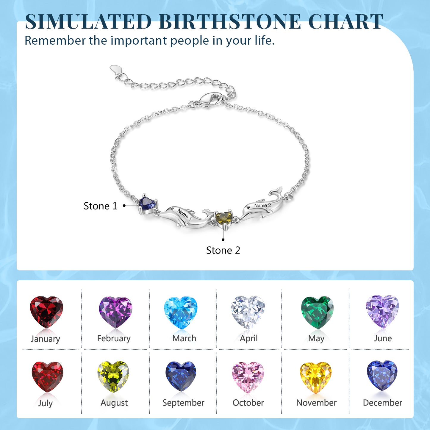 Dolphin Love Birthstone Bracelet