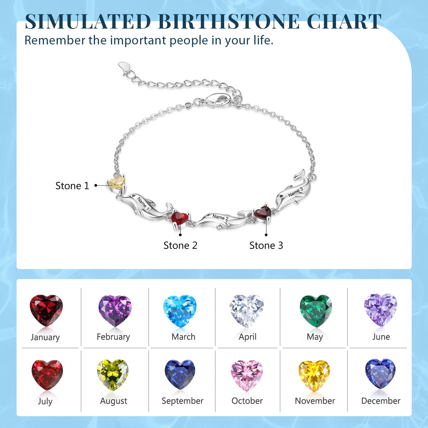 Dolphin Love Birthstone Bracelet