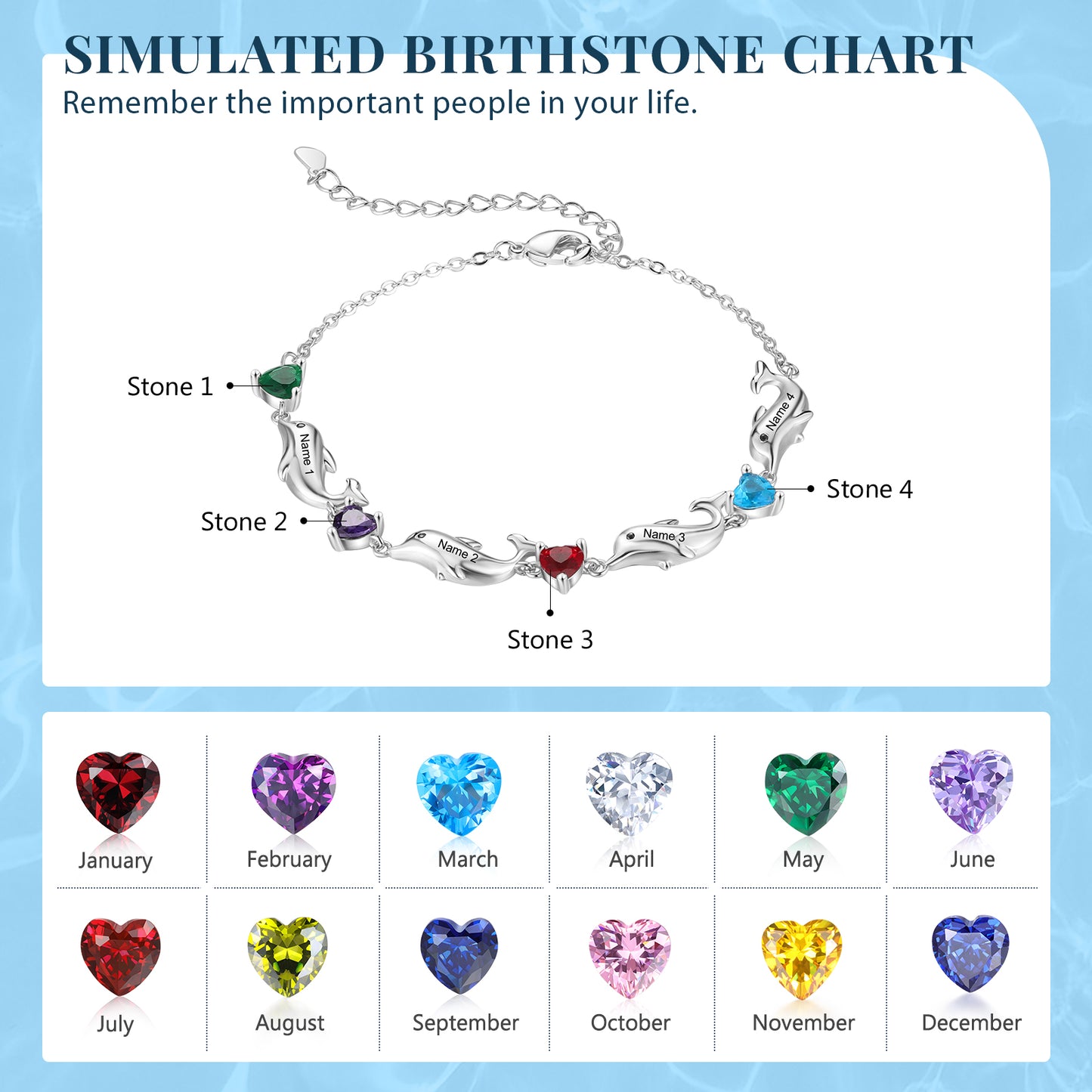 Dolphin Love Birthstone Bracelet