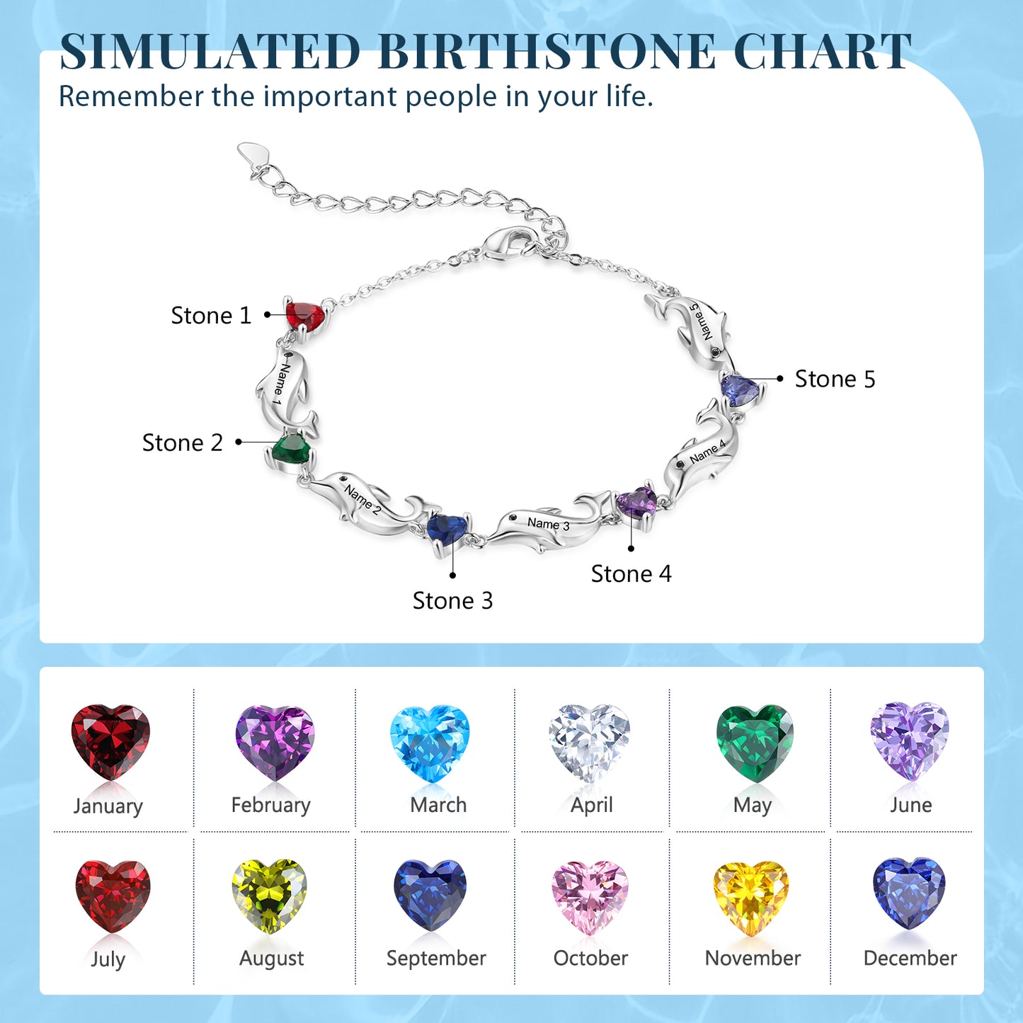 Dolphin Love Birthstone Bracelet