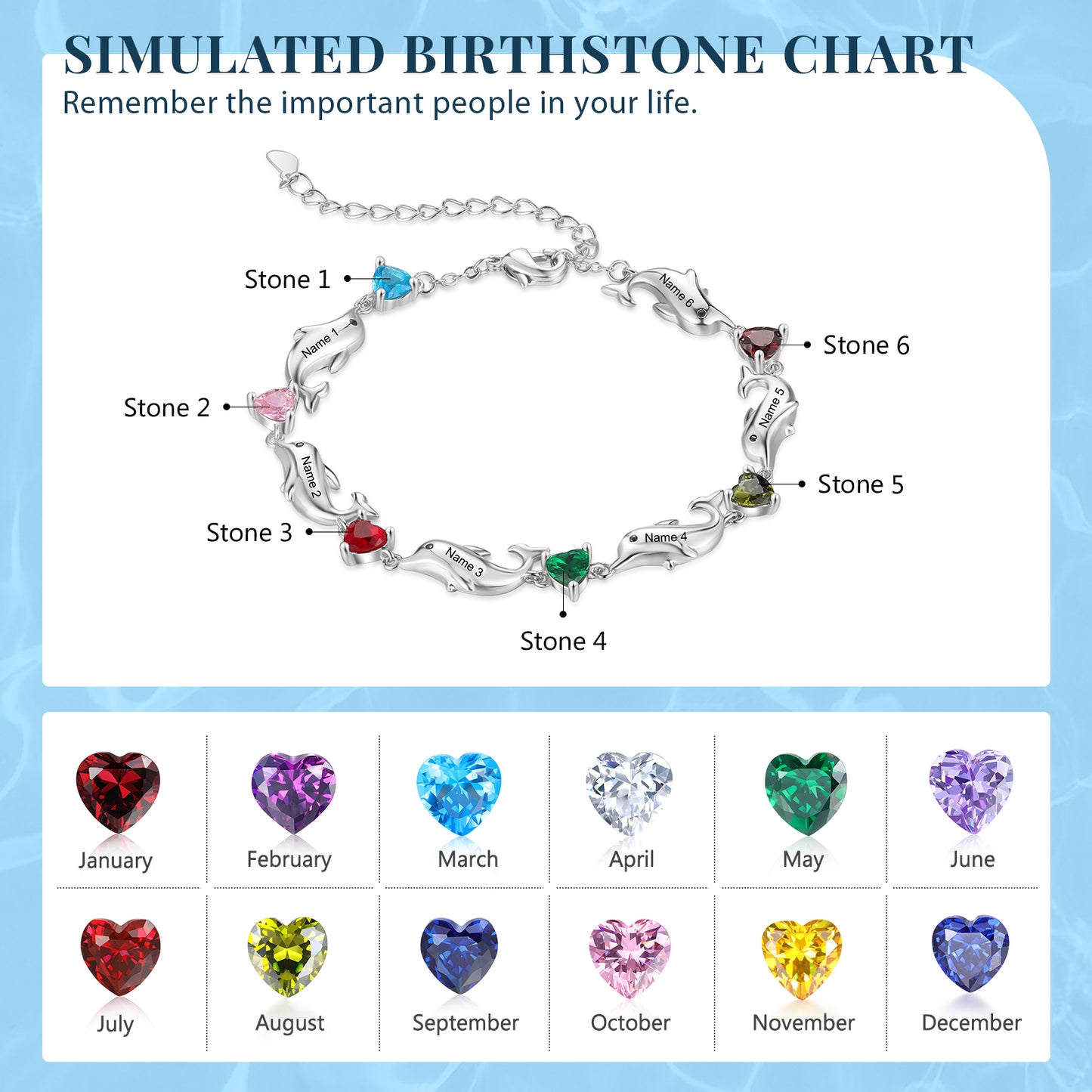 Dolphin Love Birthstone Bracelet