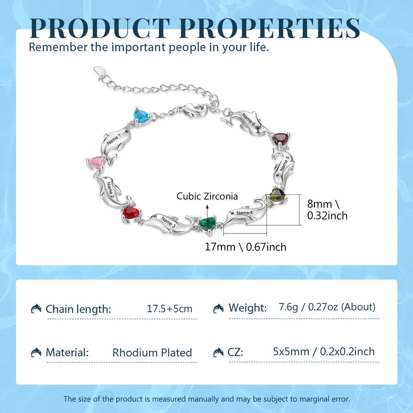 Dolphin Love Birthstone Bracelet