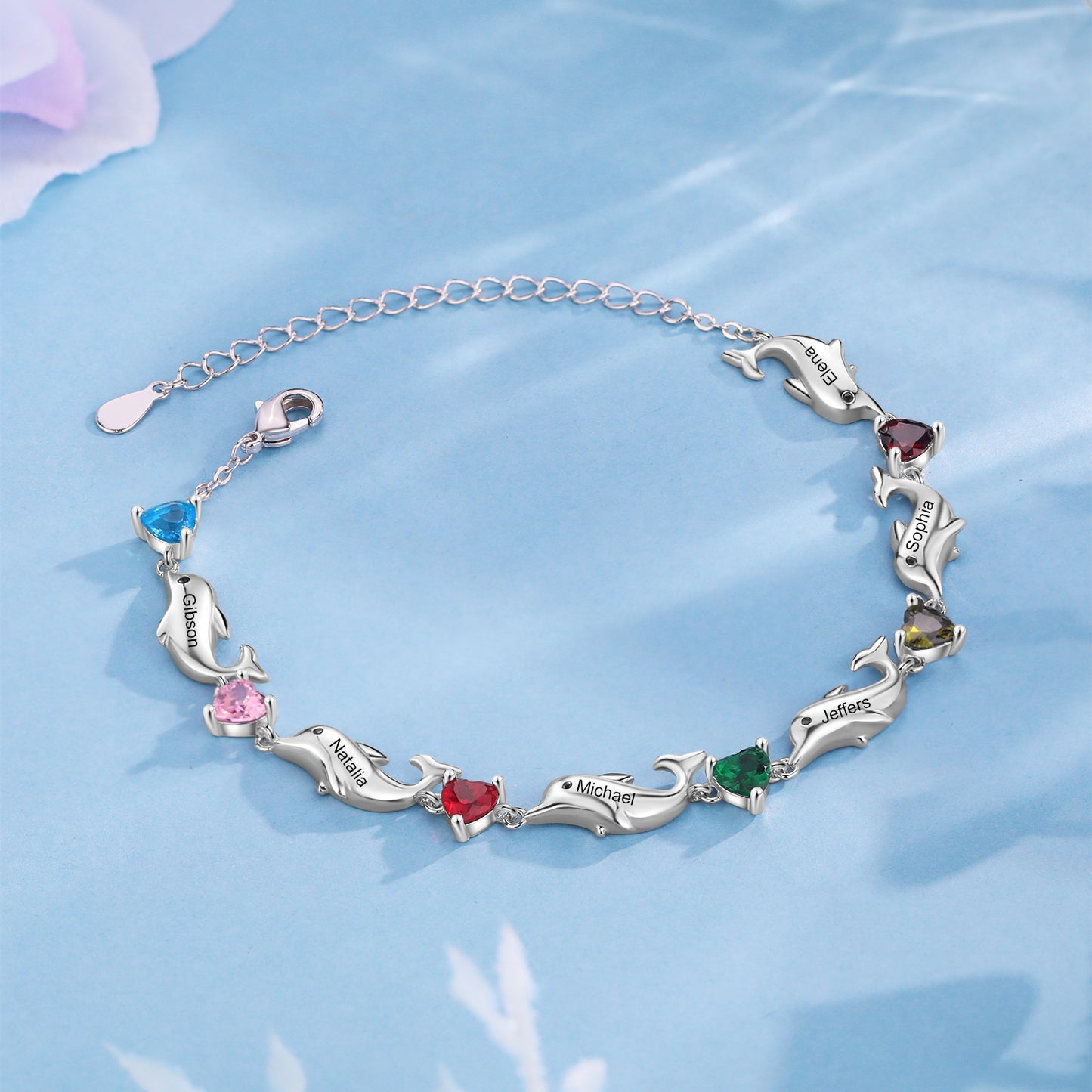 Dolphin Love Birthstone Bracelet