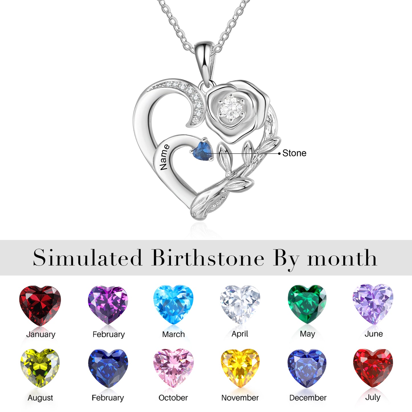 Blooming Heart Birthstone Necklace