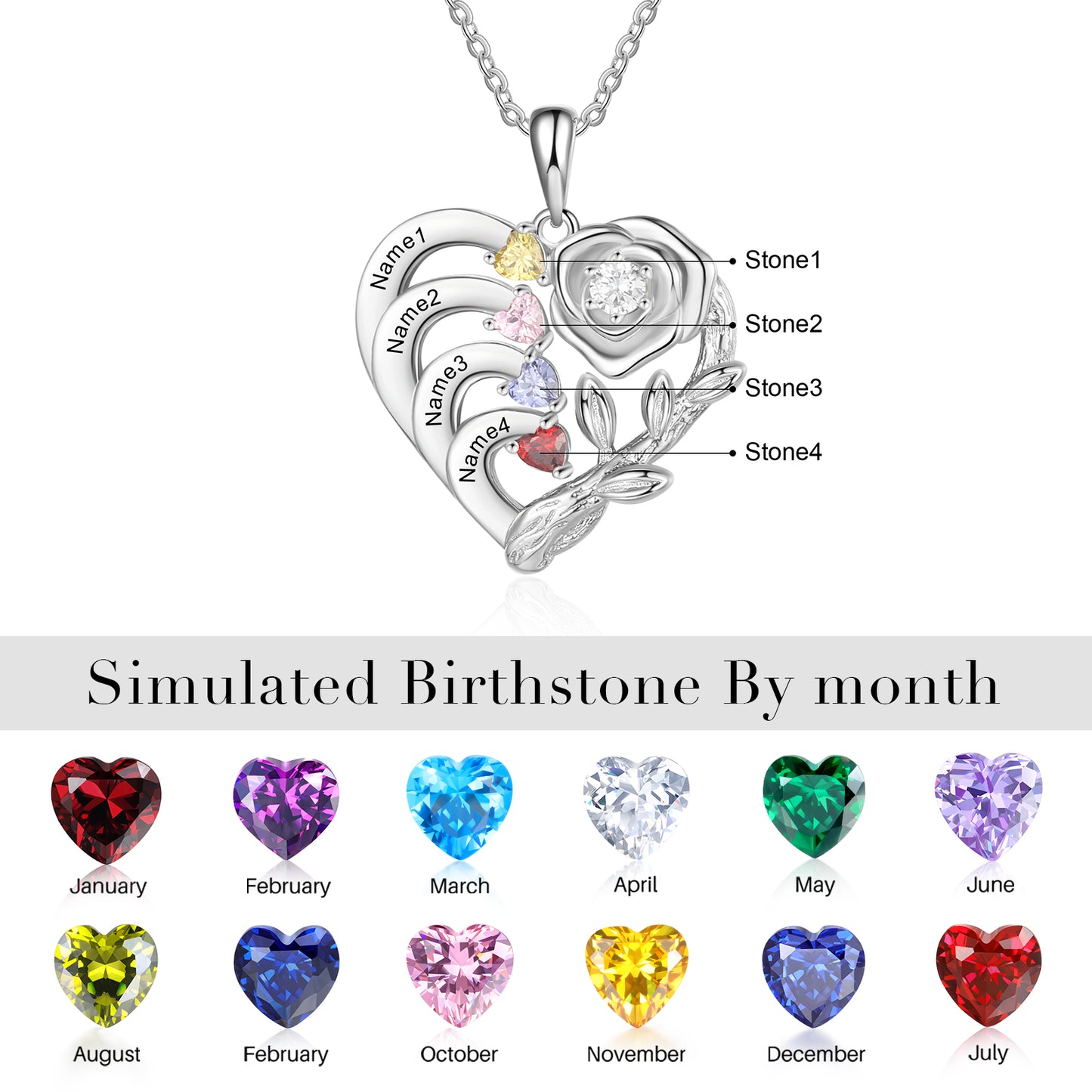 Blooming Heart Birthstone Necklace