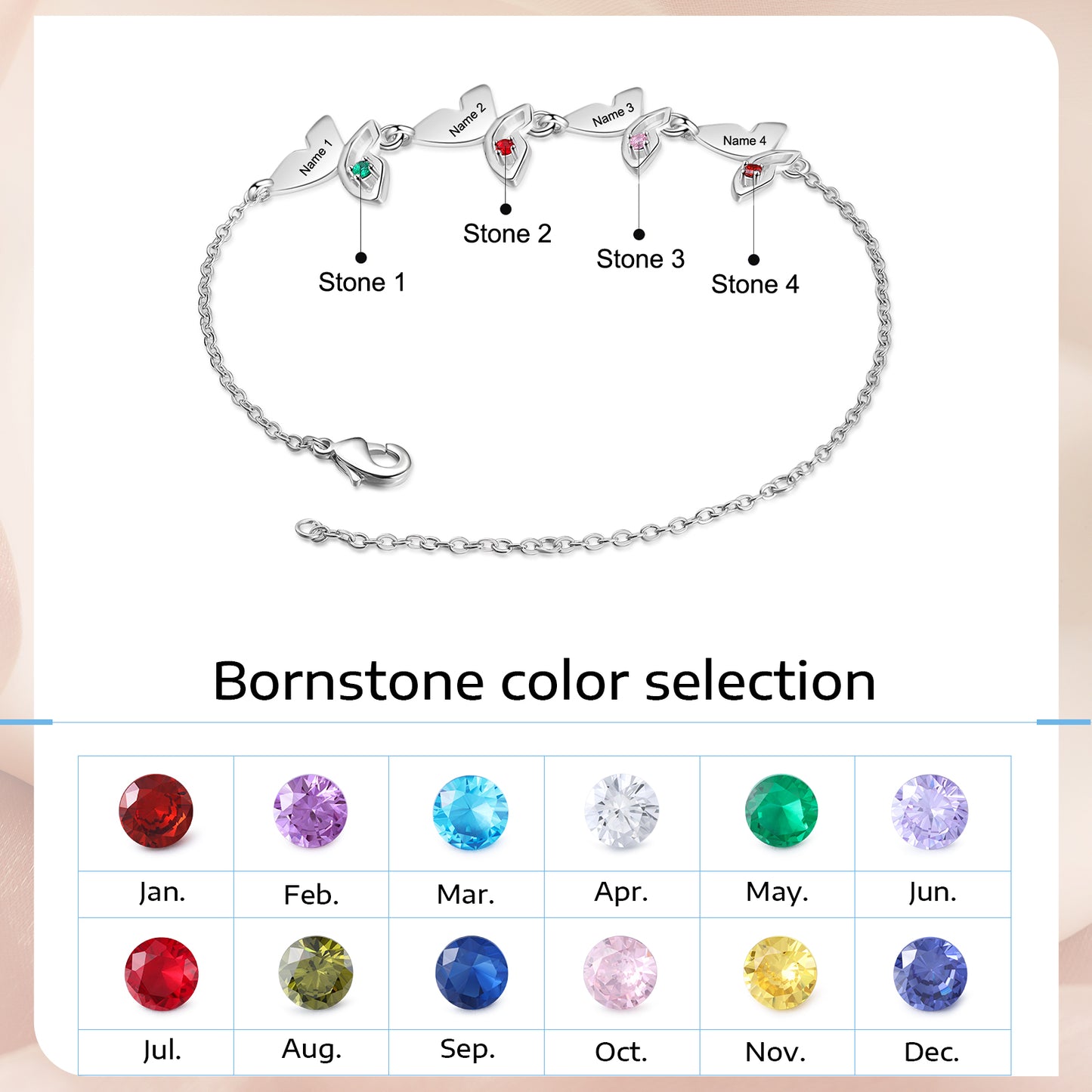 Butterfly Birthstone Bracelet